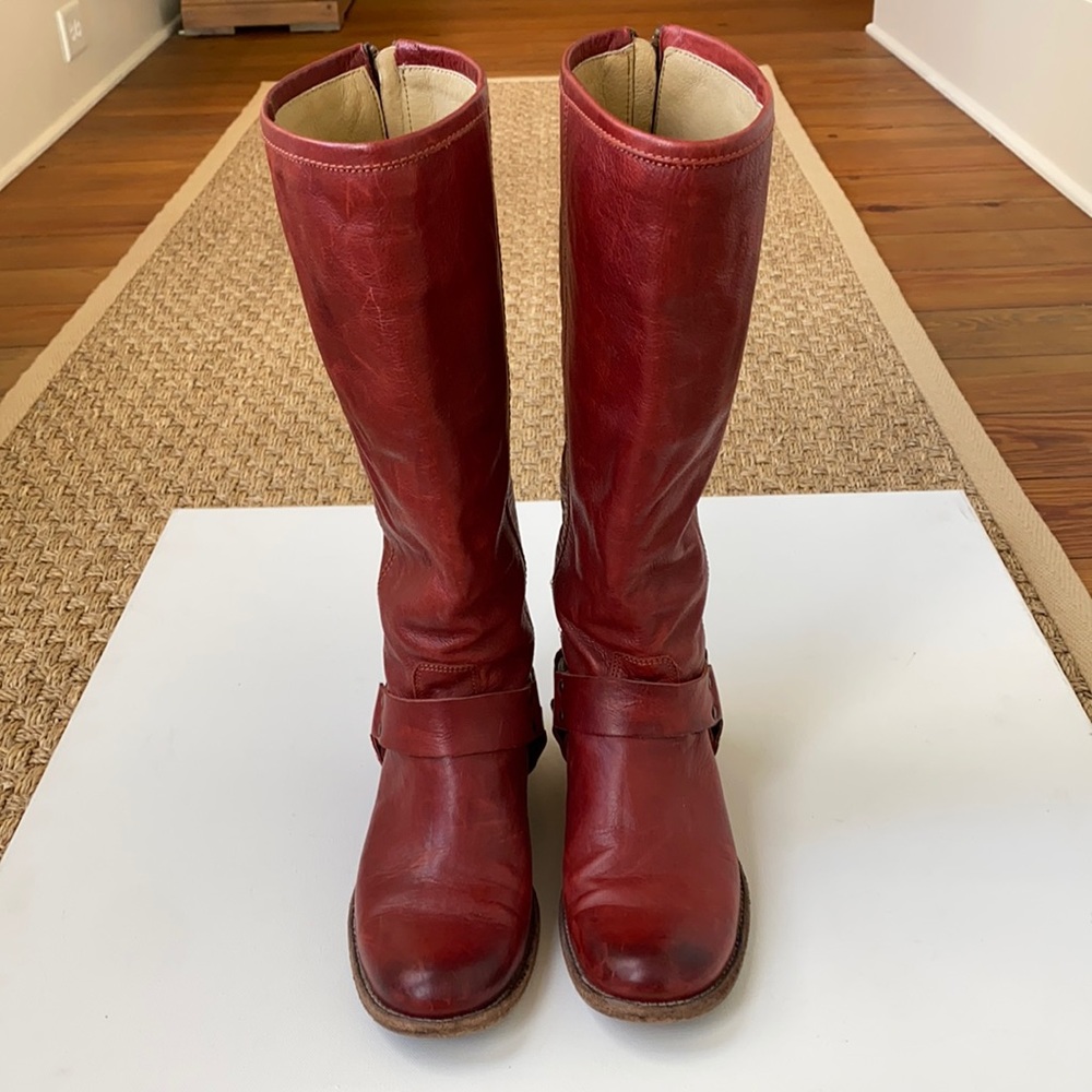 Gorgeous Red Harness Boots By Frye